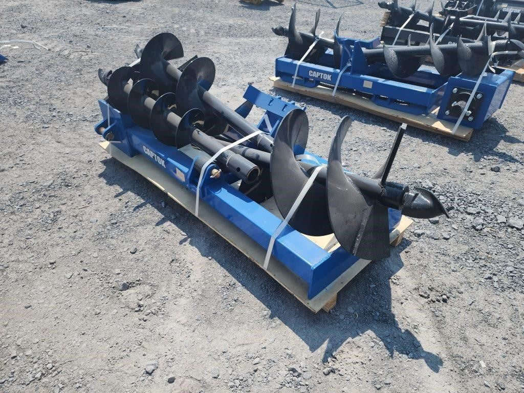 Universal skid steer auger drive set with 3 bits