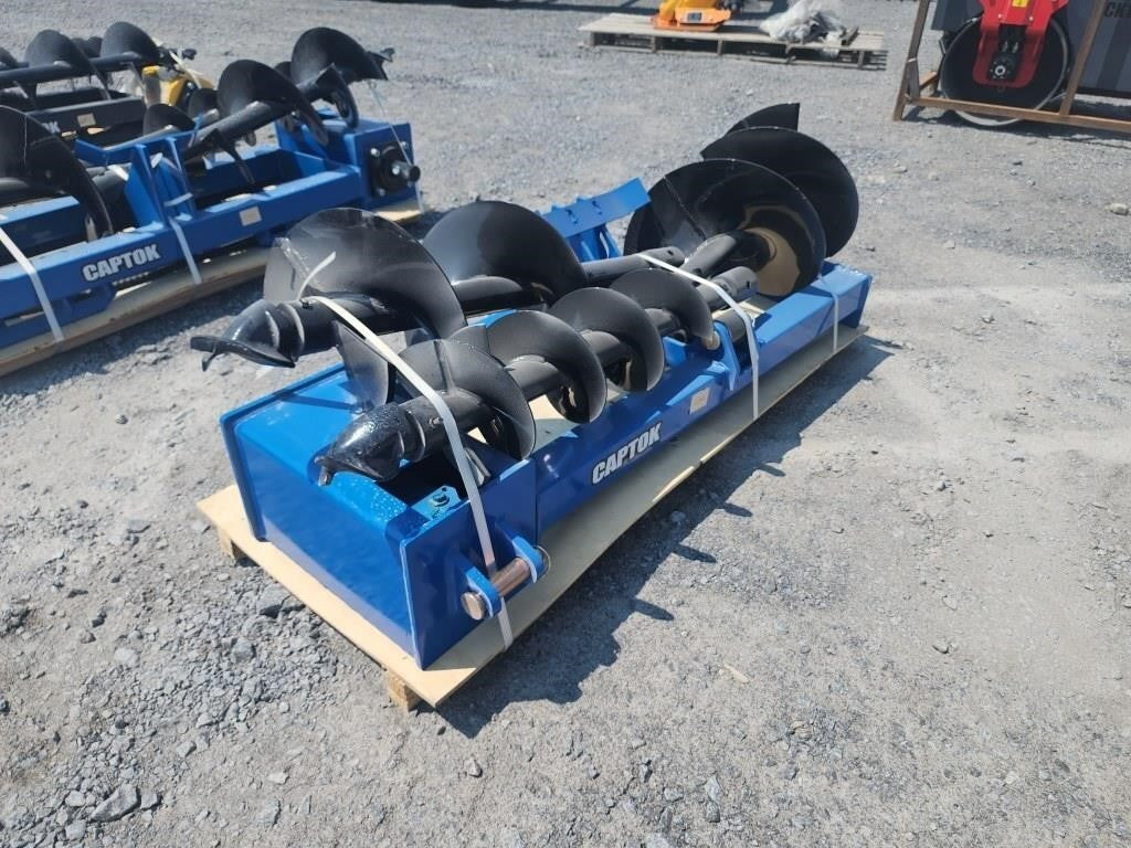Universal skid steer auger drive set with 3 bits